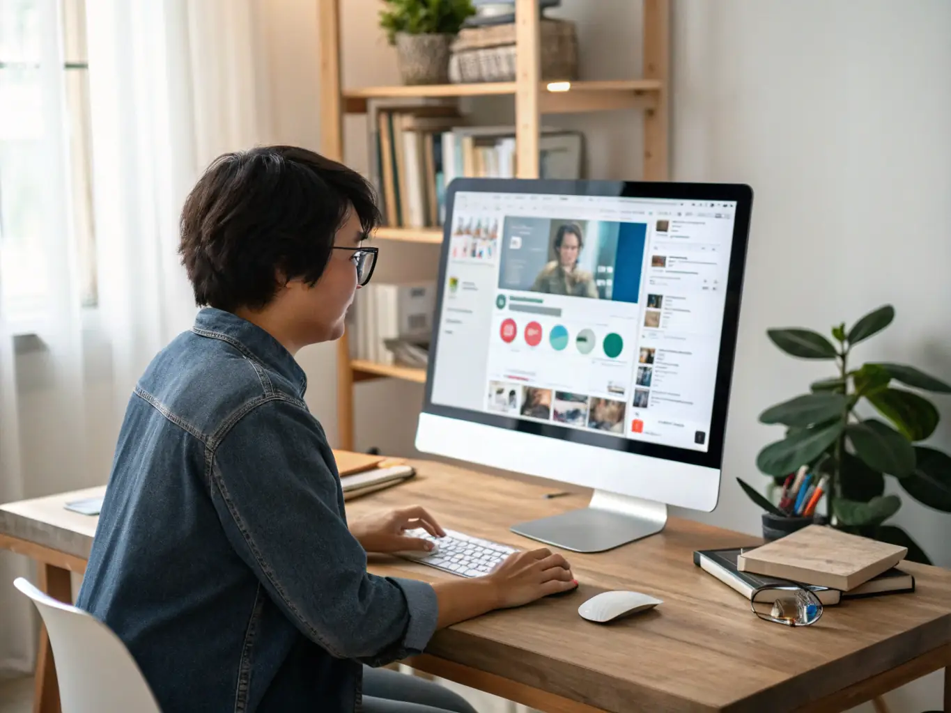 A visually appealing image of a person creating content for Instagram on a tablet, with the Instagram logo subtly displayed in the background. The image should convey creativity and visual storytelling, highlighting the agency's expertise in Instagram marketing.