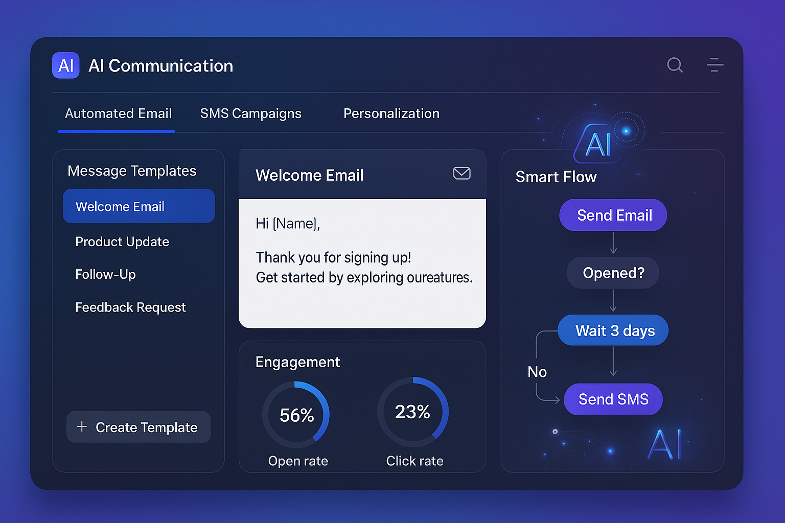 Modern AI powered communication interface showing 1758810774857